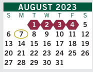 District School Academic Calendar for Hembree Springs Elementary School for August 2023