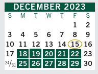 District School Academic Calendar for Hamilton E. Holmes Elementary for December 2023