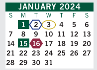 District School Academic Calendar for Riverwood High School for January 2024
