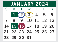 District School Academic Calendar for Woodland Elementary School for January 2024