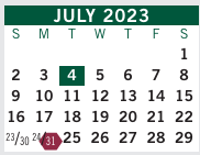 District School Academic Calendar for Northwood Elementary School for July 2023