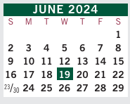 District School Academic Calendar for Fulton County Area Technology Center for June 2024