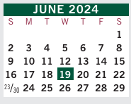 District School Academic Calendar for Creekside High School for June 2024