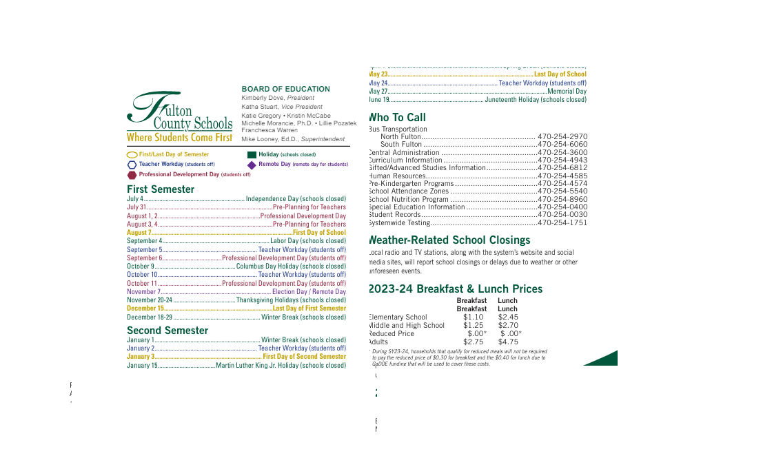 District School Academic Calendar Key for Roswell North Elementary School