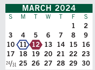 District School Academic Calendar for Fulton County Area Technology Center for March 2024