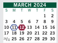 District School Academic Calendar for South Fulton Crossroads/second Chance Programs for March 2024