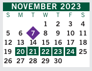 District School Academic Calendar for Bethune Elementary School for November 2023