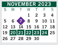 District School Academic Calendar for Fulton County Area Technology Center for November 2023