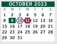 District School Academic Calendar for South Fulton Crossroads/second Chance Programs for October 2023