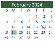 District School Academic Calendar for Galena Park Elementary for February 2024