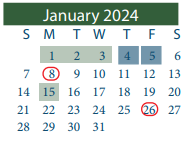 District School Academic Calendar for Cloverleaf Elementary for January 2024