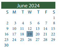District School Academic Calendar for Cloverleaf Elementary for June 2024