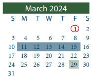 District School Academic Calendar for Pyburn Elementary for March 2024