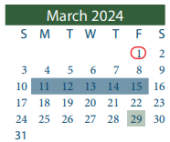 District School Academic Calendar for North Shore Middle for March 2024