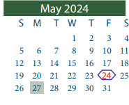 District School Academic Calendar for Cunningham Middle for May 2024