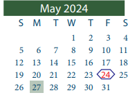 District School Academic Calendar for School For Accelerated Lrn for May 2024