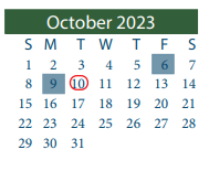 District School Academic Calendar for School For Accelerated Lrn for October 2023