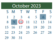 District School Academic Calendar for Galena Park High School for October 2023