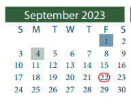 District School Academic Calendar for School For Accelerated Lrn for September 2023