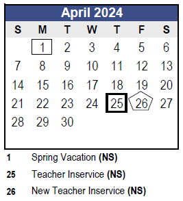 District School Academic Calendar for Charles O Stones Intermediate Ctr for April 2024