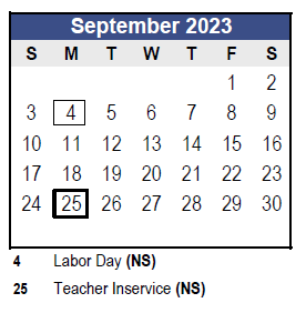 District School Academic Calendar for Charles O Stones Intermediate Ctr for September 2023