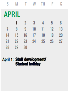 District School Academic Calendar for Keeley Elementary for April 2024