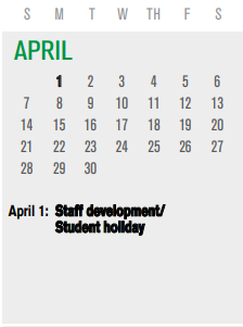 District School Academic Calendar for P I P for April 2024