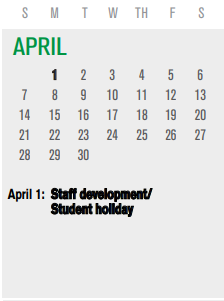 District School Academic Calendar for Shugart Elementary for April 2024