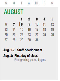 District School Academic Calendar for Garland High School for August 2023