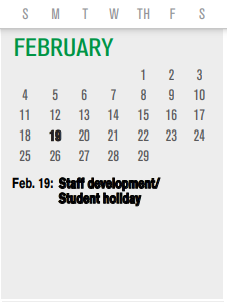 District School Academic Calendar for P I P for February 2024