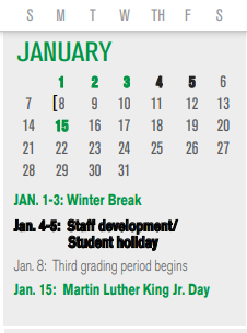 District School Academic Calendar for P I P for January 2024