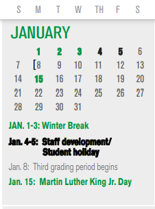 District School Academic Calendar for Caldwell Elementary for January 2024