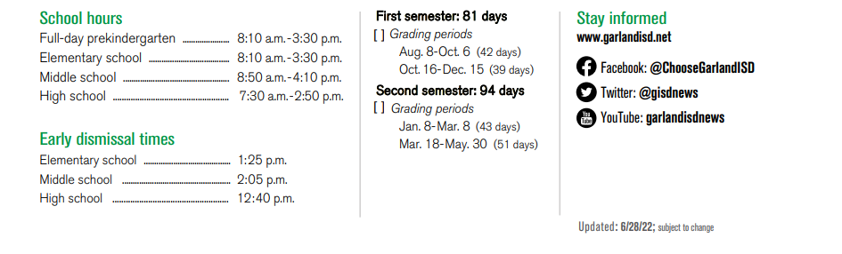 District School Academic Calendar Key for P I P
