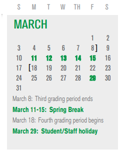District School Academic Calendar for Park Crest Elementary for March 2024