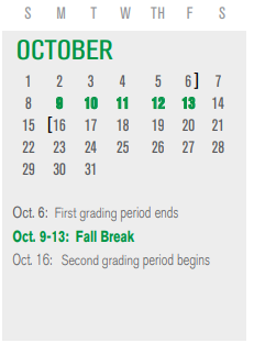 District School Academic Calendar for Lyles Middle for October 2023