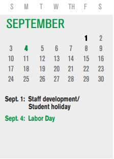 District School Academic Calendar for P I P for September 2023