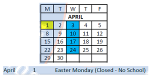 District School Academic Calendar for Mary M Bethune Early Child Dev Ctr for April 2024