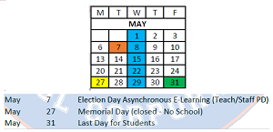 District School Academic Calendar for Mary M Bethune Early Child Dev Ctr for May 2024