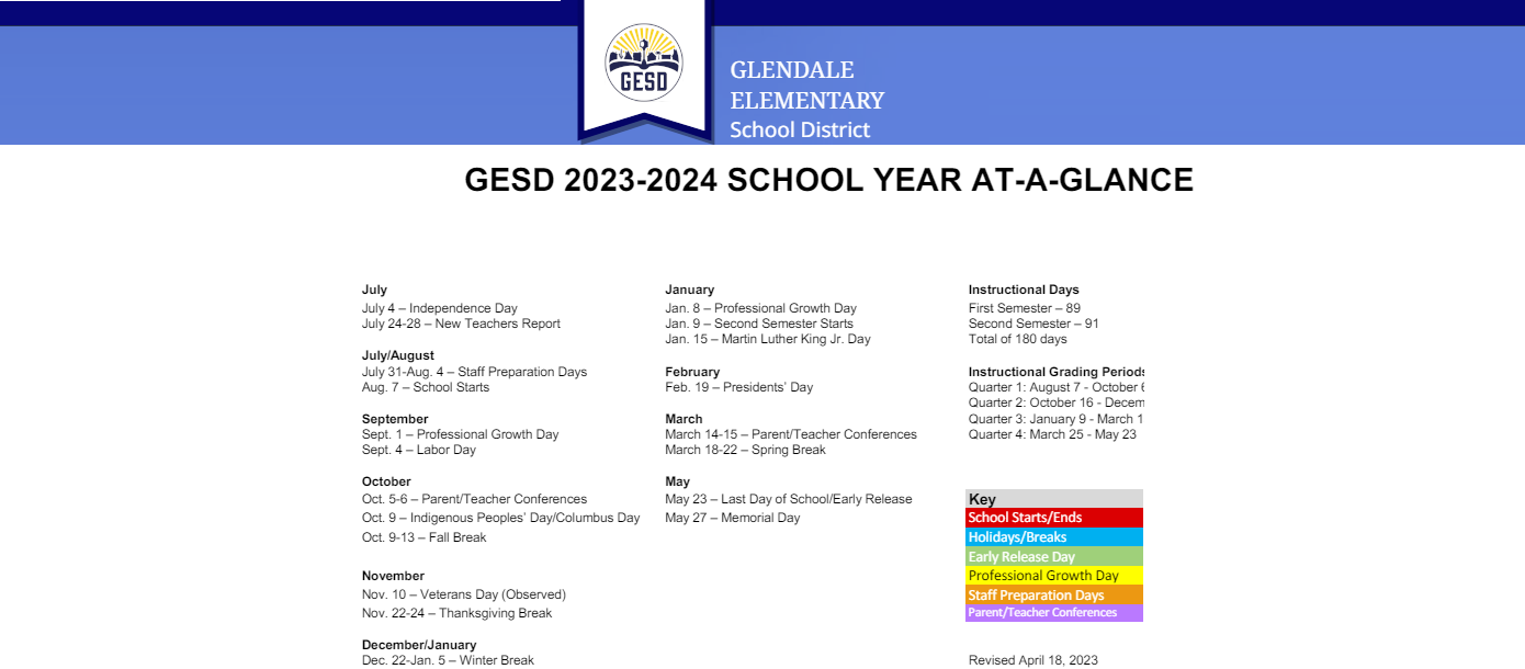 District School Academic Calendar Key for Desert Garden Elementary School