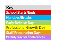 District School Academic Calendar Legend for Desert Garden Elementary School