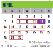 District School Academic Calendar for Excel Academy (murworth) for April 2024