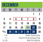 District School Academic Calendar for Excel Academy (murworth) for December 2023