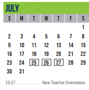District School Academic Calendar for Excel Academy (murworth) for July 2023
