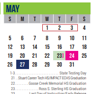 District School Academic Calendar for Excel Academy (murworth) for May 2024