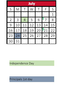 District School Academic Calendar for Chandler Elementary School for July 2023