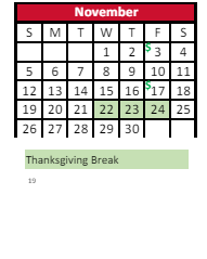 District School Academic Calendar for Chandler Elementary School for November 2023