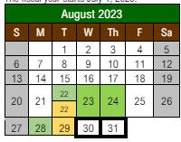 District School Academic Calendar for Lewis And Clark Elementary School for August 2023