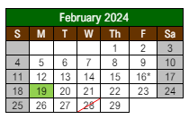 District School Academic Calendar for Lewis And Clark Elementary School for February 2024