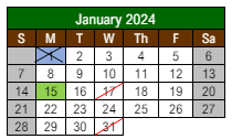 District School Academic Calendar for Lewis And Clark Elementary School for January 2024