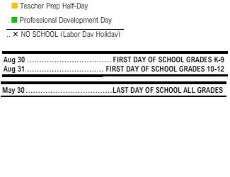 District School Academic Calendar Legend for Lewis And Clark Elementary School